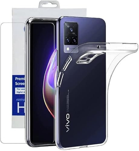 Little Boutik Coque Silicone Transparente + Verre Trempe pour Vivo V21 5G