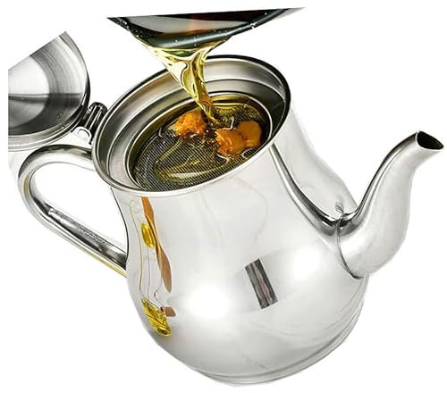 Ölsieb Topf Fettkanne,Fritteuse Fettbehälter Mit Sieb Vintage,Fettabscheider Speiseölkanne Edelstahl Küche Für Soßen Glas, Ölspender 1L Metall Ölkännchen Küche Olivenöl Ölbehälter Sieb Tasse