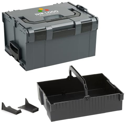 Bosch Sortimo L-BOXX 238 Größe 3 anthrazit individuell anpassbar mit Ihrem Logo | mit Einhängeeinsatz schwarz | Transportsystem Werkzeug | Ideale Werkzeug Aufbewahrung