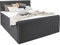 wonello Boxspringbett 180x200 mit Bettkasten und LED Beleuchtung - gemütliches Bett mit LED Beleuchtung - Stauraumbett 180 x 200 cm grau anthrazit mit Matratze und Topper Samt-Stoff