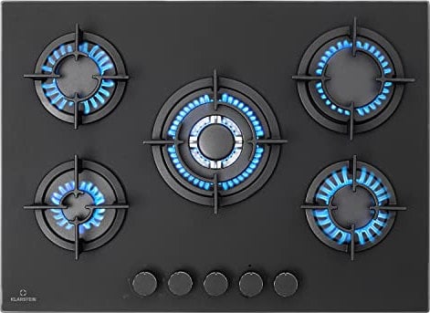 Klarstein Table de Cuisson à Gaz, Plaque de Cuisson Gaz à 5 Brûleurs, Table de Cuisson Encastrable à 5 Feux de 10400W, Cuisiniere Gaz, Gaziniere Gaz avec Brûleurs en Acier Inoxydable, Cuisinières GPL