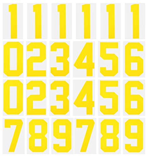 sourcing map Iron on Numbers 0 to 9 Heat Transfer 8 Yellow Single Number for Team Uniform, Sports T-Shirt, Football, Basketball, Baseball Pack of 24