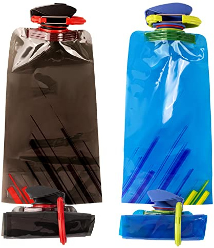 AYNKH Set of 4 Foldable Water Bottle, Flexible Reusable BPA Free Sports Drink Pouches 700ml Collapsible Soft Water Bags, Idea for Outdoor Sports