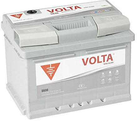 Bateria de Coche VOLTA Silver 63h 630A - Borne +Dcha - Medidas Largo 242 x Ancho 175 x Alto 175 mm con 2 años de Garantía - Fabricación Europea.