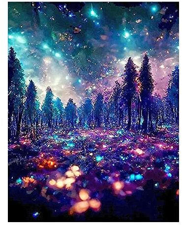 DCIDBEI Square Diamond Painting Landschaft Wald 40x50 cm Diamond Painting Eckige Steine Diamant Painting Bilder Erwachsene Wald 3D AI Diamond Painting Galaxy Universum Mosaik Bastelset Erwachsene
