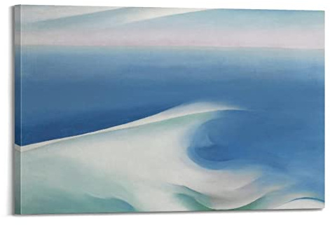 JAHER Georgia O'Keeffe Gemälde Kunstwerke - (Blue Wave Maine) Poster Wandkunst Bild Gemälde Leinwanddrucke Kunstwerke Schlafzimmer Wohnzimmer Dekor 30 x 45 cm