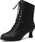 HavueGatue Viktorianische Stiefel Damen Stiefeletten Zum Schnüren Mit Absatz Spitz Stiefeletten Reißverschluss Schwarz Größenangabe 42