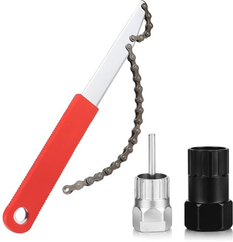 JSMTKJ Kit Attrezzi Catena per Bici Chiave Pacco Pignoni e Estrattore Ruota Libera con Frusta per Catena/Bici Chiave Pacco Pignoni/Estrattore Ruota Libera, Kit Attrezzi Bici Corsa MTB