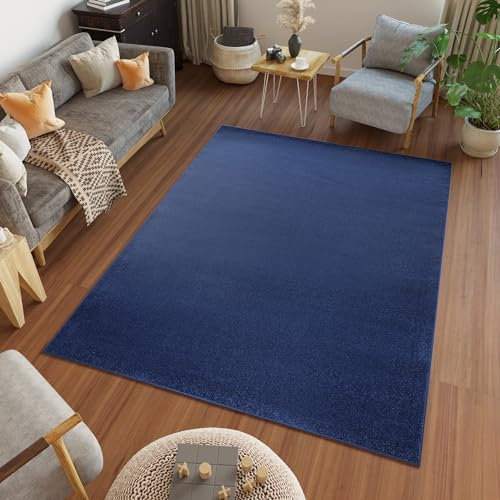 TAPISO Mono Teppich Kurzflor Indoor UV-beständig Dunkelblau Einfarbig Wohnzimmer Schlafzimmer Kinderzimmer Modern Design ÖKO-TEX 140 x 200 cm