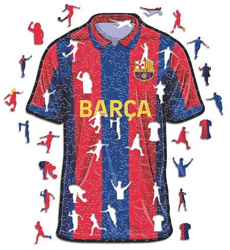 Iconic Puzzles, Barcelona Jersey, offizielles Produkt, Holzpuzzle für Erwachsene und Kinder, 100% nachhaltiges Holz, Größe M, 250 Stück