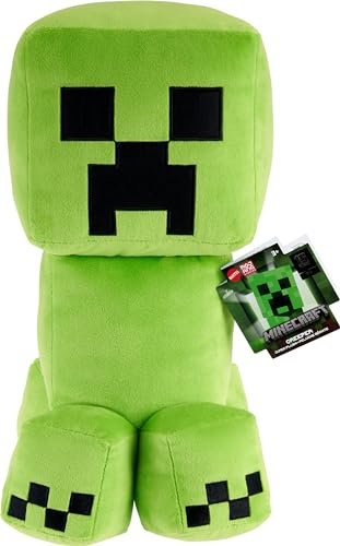 Mattel Minecraft Creeper Jumbo-Plüschfigur mit Pixel-Design und spielauthentischen Details, 40,6 cm