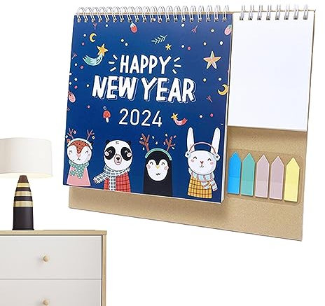 Calendario de escritorio en | Calendario de escritorio pequeño de color brillante creativo 2024 | Calendario de mesa, calendario de nevera para el hogar, cocina y lugar de trabajo, calendario