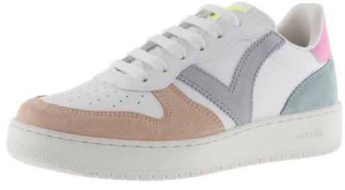 Victoria Basket Basse Madrid Effet Cuir & Pièces Multicolores en Croûte De Cuir 1258246 pour Femme Rosa 36