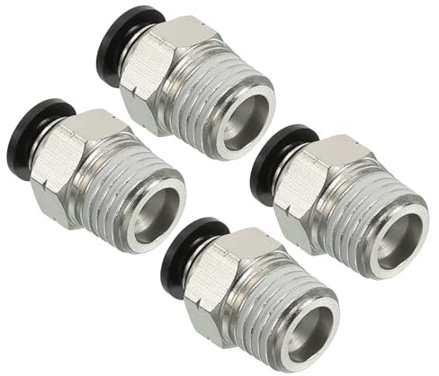 PATIKIL Raccords à Pousser 6mm x 1/4NPT Mâle, Lot de 4 Raccords Droits à Connexion Rapide pour Tuyaux Pneumatiques D'Air et D'Eau