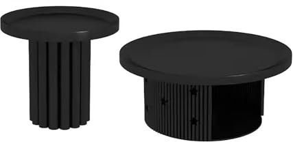 zxhrybh Coffee Table, Small Modern Coffe Table Combination, Round Coffee Tables for Living Room, Wrought Iron Frame,for Living Room, Bed Room (Color : Black)