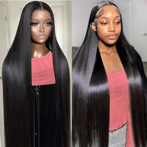 Btomar 13x6 Lace Front Wigs Human Hair 200 Density Straight Wig 30 Inch