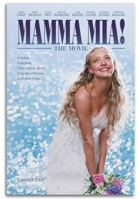 Mama Mia Album-Poster, Kunstdekoration, Wandposter, Dekoration, Innenposter, Druck, Dekoration, Bar, Restaurant, Dekoration, Ästhetik, Poster, Wohnzimmer, Poster, 30 x 45 cm, ungerahmt, 36 cm