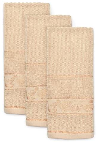 Velosso 3 Pack Large Everyday Kitchen Tea Towel Set, 100% Cotton (Natural) | Pure Supreme Ring-Spun Cotton, Soft & Absorbent Dish Towels, Ideal as Tea Towels, Dish Cloths & Wipe Cloths