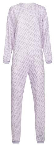 Emy Confezioni Pigiama Intero Donna Uomo - Pigiama Sanitario per Anziani con Cerniera Posteriore Pigiama Intero Anziano in Cotone 100% Italy (IT, Testo, S, Tondino Viola)