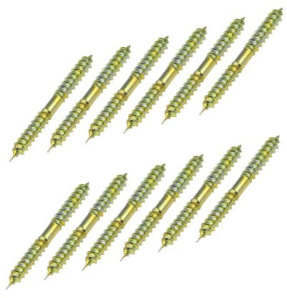 12/24 Pcs Double Ended Screws, Self-Tapping Threads, Wood Dowel Screws for Wood Connecting (12, 6x50mm)