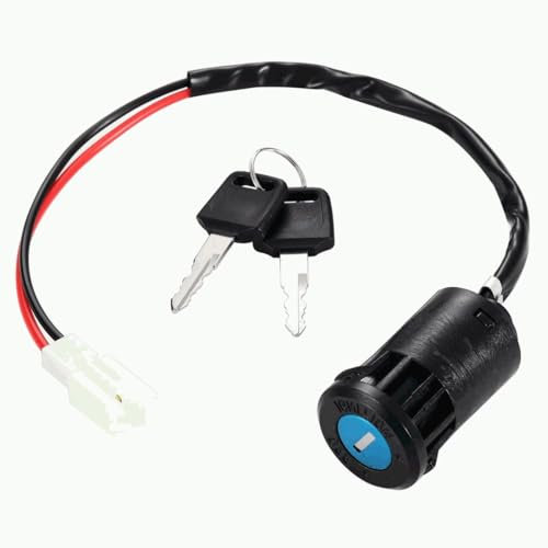 AUTOZOCO Interruptor de encendido de moto de 2 cables con llaves, bombín de arranque vehiculo, bombín eléctrico con llaves, luz de parada, Off y Arranque, llave y mecanismo de encender para vehiculos