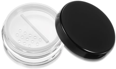 6 recipientes de polvo suelto recargables de 10 ml, de plástico, vacíos, pequeños, compactos, reutilizables, sin fugas, compactos, con tamiz giratorio y tapa de rosca negra