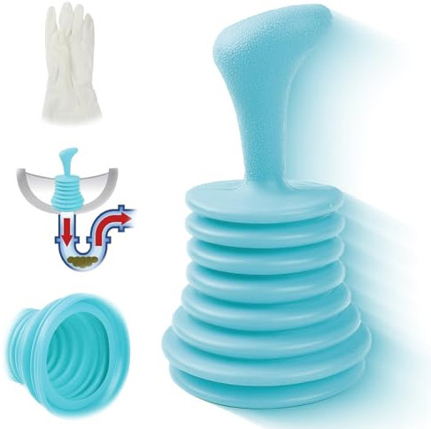 Pratico stantuffo per lavello e scarico, per idraulici pesanti, mini stantuffo domestico in stile commerciale, potente strumento di sblocco del WC con grandi guanti a soffietto, stantuffo portatile