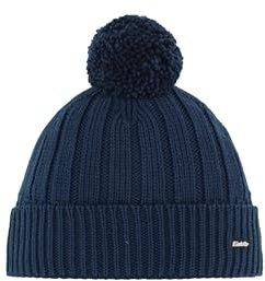 Eisbär Ayo Pompon Mütze blau – Wärmende Outdoor-Mütze mit Merino-Mix (mulesingfrei), Breiter Rippenstruktur, Nahtlosem Strick & Flauschigem Bommel – Perfekt für Damen & Herren im Winter