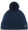 Eisbär Ayo Pompon Mütze blau – Wärmende Outdoor-Mütze mit Merino-Mix (mulesingfrei), Breiter Rippenstruktur, Nahtlosem Strick & Flauschigem Bommel – Perfekt für Damen & Herren im Winter