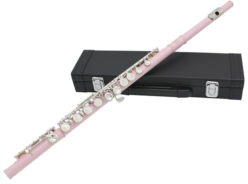 Flöteninstrument 16-Loch-Flöte C-Taste Farbige Vernickelte Flöte E-Taste Anfängerprüfung Leistungsinstrument Flöte(Pink)