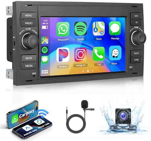 2G & 64G Podofo Autoradio Für Ford Fiesta Focus Mondeo Transit Kuga C-Max S-Max Wireless Carplay Android Auto,7 Touchscreen Stereo Navi/WiFi mit AHD Rückfahrkamera GPS Bluetooth RDS/FM Radio/CANBUS