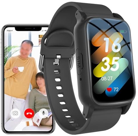 Weyot Elderly Alarm Reminder Smart Watch with SOS Emergency Button, Fall Detection Smartwatch for Seniors, Wristband Fall Alert Detection GPS Location Tracking,Black