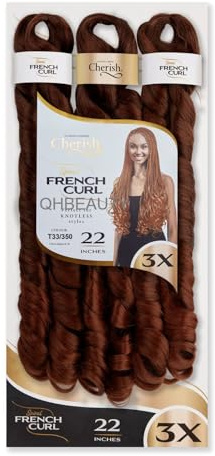 CHERISH SYNTHETIC CURLY BOUNCY HAIR EXTENSION BRAID - 3 x SPIRAL FRENCH CURL 22 (COLOR T33/350)