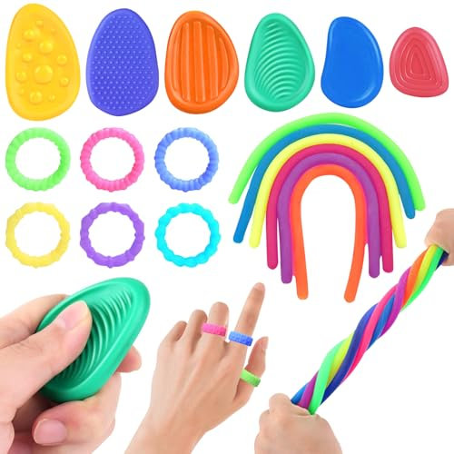 18 Stück Fidget Toys Sensory Stones,Stressabbau Spielzeug Sensorische Stone,Stimming Toys,Anti Stress Spielzeug,Stressberuhigendes Für Kinder Erwachsene