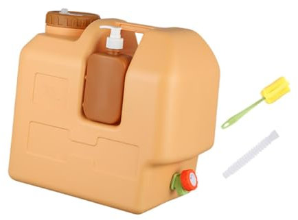 Bidon D'eau avec Robine, Réservoir D'eau avec Robinet, Bidon avec Distributeur de Savon, Seau de Stockage D'eau Portable de Qualité Alimentaire pour Camping, Barbecue, Pêche, 20L avec tuyau de brosse