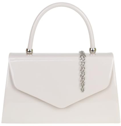 Girly Handbags Brevetto Pochette Borsetta Piccola Custodia Rigida Donna, Nudo Pallido, W 23, H 15, D 7 cm (W 9, H 6, D 3 inches)