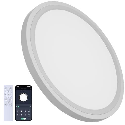 Aphyni 40CM Deckenlampe LED, 33W LED Lampen Deckenlampen, 3000K-6500K Deckenleuchte Flach, Dimmbar mit Fernbedienung App, 5W Nachtlicht Warm, 2,5cm Ultra Dünn Schlafzimmer Lampe für Küche Büro