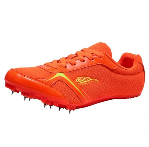 Zapatos de Vallas de Salto para Mujer para Hombre, Zapatillas de Atletismo Antideslizantes Zapatillas de Carrera con Clavos para Correr Profesionales,Naranja,41 EU