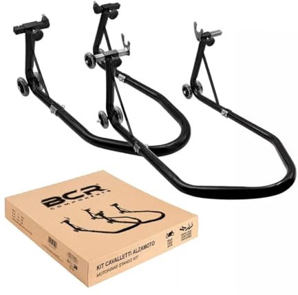 COPPIA CAVALLETTI ANTERIORE + POSTERIORE [BCR] UNIVERSALI PER MOTO (SUPPORTI INCLUSI)
