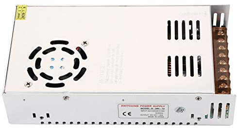 Fafeicy 12V 30A Fuente de Alimentación de Conmutación Regulada para Tiras LED, Entrada de CA Universal con Protección contra Sobrecarga, Carcasa de Metal, 215x115x50 Mm