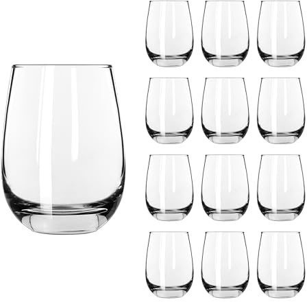 Libbey Weinglas/Universalglas STEMLESS 12er Set | Universalgläser aus Pressglas, spülmaschinenfest, Safedge-Rand, für Rot- und Weißwein, Aperitif & Longdrinks, Gastronomie