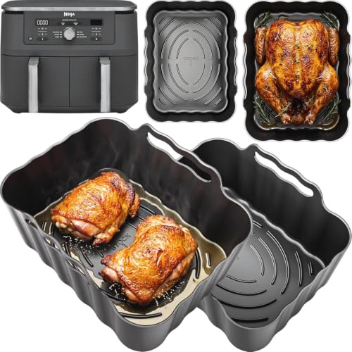 Silikonform für Ninja Foodi Dual Zone DZ400EU 9,5 L | 2 Stück Silikoneinsatz mit gewölbtem Boden, spülmaschinenfest | Zubehör für Airfryer & Heißluftfritteuse