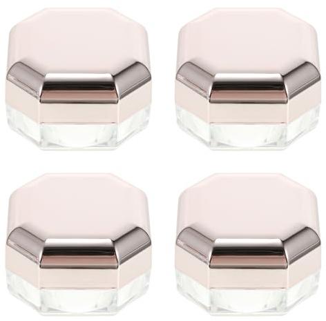 NUOBESTY 4pcs Octagonal Rose Gold Loose Powder Boxes Portable Makeup Powder Containers Travel Storage Cosmetic Empty Containers