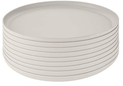 GRÄWE Linea Teller-Set 10-teilig, Kunststoff, Ø 25 cm, beige matt | Leicht und robust, stapelbar, mikrowellengeeignet, spülmaschinengeeignet bis 50 °C, Camping, Picknick und Outdoor