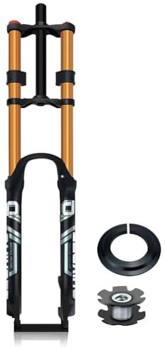 LHHL DH Forcella Sospensione per Bicicletta da Montagna 26 27,5 29 Pollici Downhill Bici Forcella Ad Aria 1-1/8 Dritta Forcella Anteriore Corsa 150mm Freno A Disco QR Blocco Manuale(Gold,27.5'')