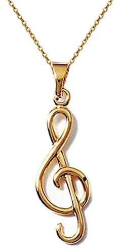 Lot Pendentif Clé de Sol Plaqué Or 18 carats + Chaîne 45cm Plaqué Or