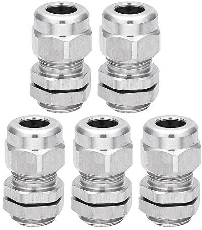 sourcing map 5 Stücke M12 x 1.5 Metall Wasserdicht Stecker Verschluss Kontermutter Stuffing Kabelverschraubung