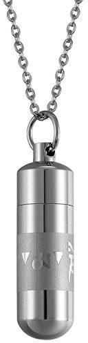 JewelryWe Schmuck Freundschaftsketten Partner Ketten, Edelstahl Om mani Padme hum Mantra Parfümflasche Memorial Kapsel Urne Partner-Anhänger Halsketten für Damen, Silber