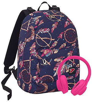 Zaino The Double, Nero, 29 Lt, 2in1 Reversibile, con cuffie Stereo Soft Touch abbinate