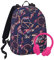 Zaino The Double, Nero, 29 Lt, 2in1 Reversibile, con cuffie Stereo Soft Touch abbinate